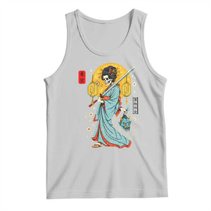 Gothic Samurai Geisha Skeleton Tank Top Japanese Kimono And Katana TS12 Ash Print Your Wear