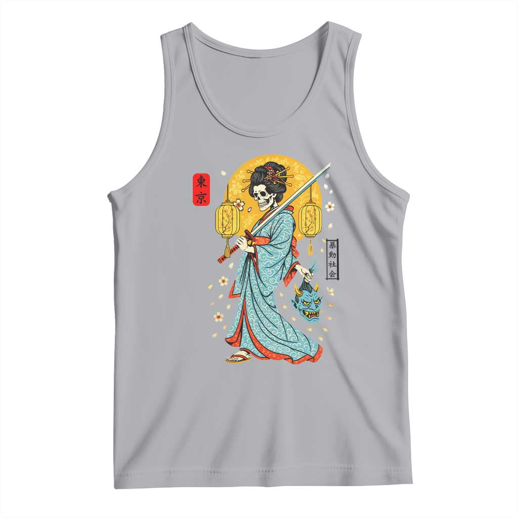 Gothic Samurai Geisha Skeleton Tank Top Japanese Kimono And Katana TS12 Athletic Heather Print Your Wear