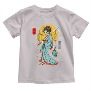 Gothic Samurai Geisha Skeleton Toddler T Shirt Japanese Kimono And Katana TS12 Ice Gray Print Your Wear