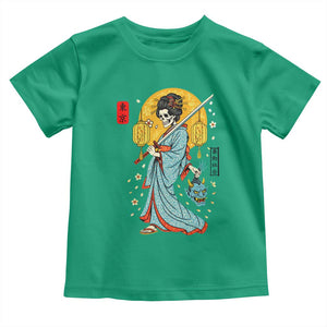 Gothic Samurai Geisha Skeleton Toddler T Shirt Japanese Kimono And Katana TS12 Irish Green Print Your Wear