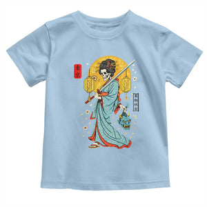 Gothic Samurai Geisha Skeleton Toddler T Shirt Japanese Kimono And Katana TS12 Light Blue Print Your Wear