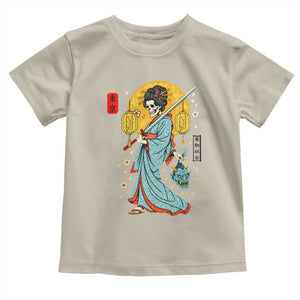 Gothic Samurai Geisha Skeleton Toddler T Shirt Japanese Kimono And Katana TS12 Sand Print Your Wear