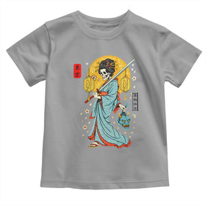 Gothic Samurai Geisha Skeleton Toddler T Shirt Japanese Kimono And Katana TS12 Sport Gray Print Your Wear