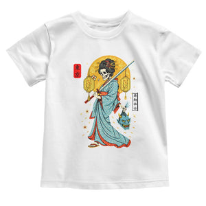 Gothic Samurai Geisha Skeleton Toddler T Shirt Japanese Kimono And Katana TS12 White Print Your Wear