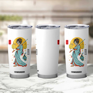 Gothic Samurai Geisha Skeleton Tumbler Cup Japanese Kimono And Katana TS12 Print Your Wear
