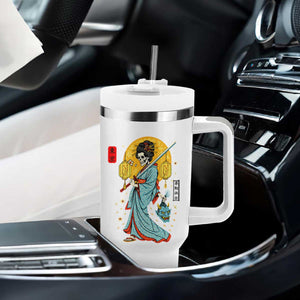 Gothic Samurai Geisha Skeleton Tumbler With Handle Japanese Kimono And Katana TS12 Print Your Wear