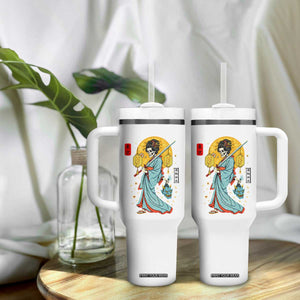 Gothic Samurai Geisha Skeleton Tumbler With Handle Japanese Kimono And Katana TS12 Print Your Wear