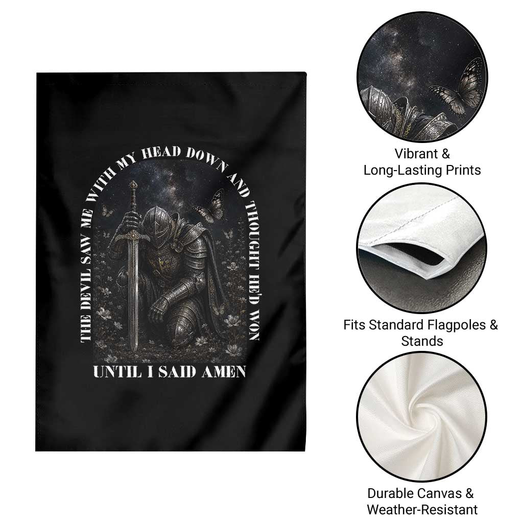 Christian Knight Templar Crusader Garden Flag The Devil Saw Me With My Head Down And Thought He'd Won TS12 Print Your Wear