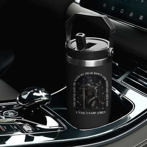 Christian Knight Templar Crusader Flip Straw Tumbler The Devil Saw Me With My Head Down And Thought He'd Won TS12 Print Your Wear