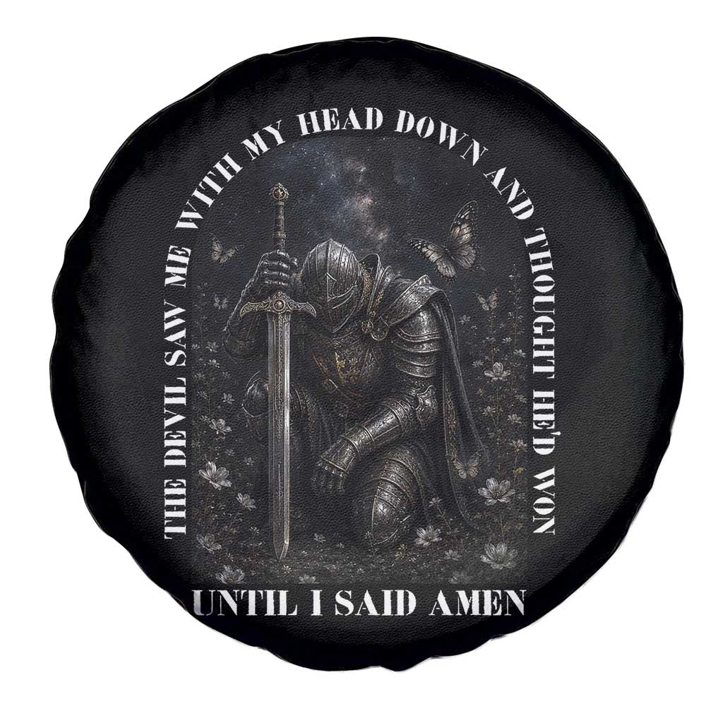 Christian Knight Templar Crusader Spare Tire Cover The Devil Saw Me With My Head Down And Thought He'd Won TS12 Print Your Wear