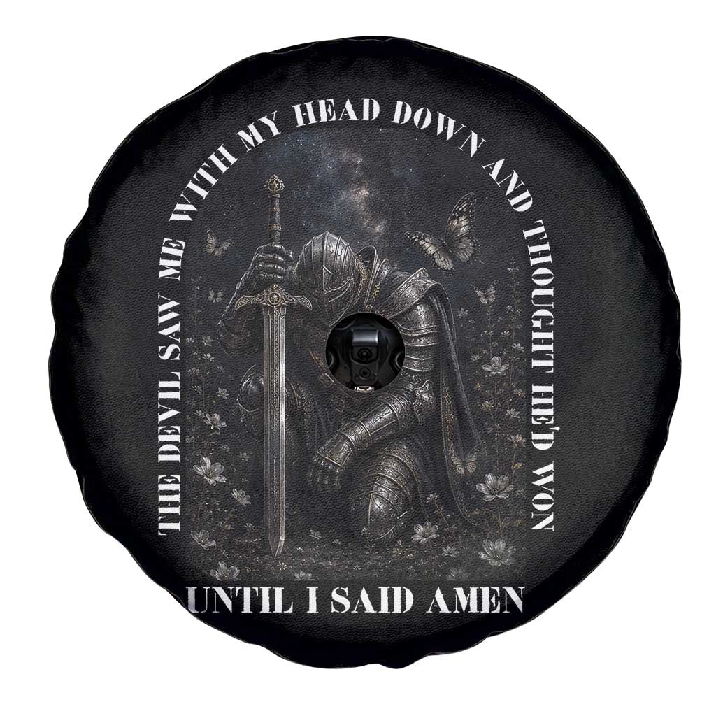 Christian Knight Templar Crusader Spare Tire Cover The Devil Saw Me With My Head Down And Thought He'd Won TS12 Print Your Wear