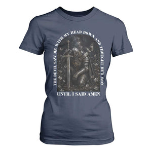 Christian Knight Templar Crusader T Shirt For Women The Devil Saw Me With My Head Down And Thought He'd Won TS12 Navy Print Your Wear