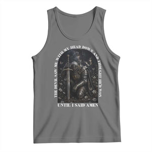 Christian Knight Templar Crusader Tank Top The Devil Saw Me With My Head Down And Thought He'd Won TS12 Black Heather Print Your Wear