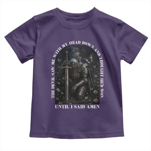 Christian Knight Templar Crusader Toddler T Shirt The Devil Saw Me With My Head Down And Thought He'd Won TS12 Purple Print Your Wear