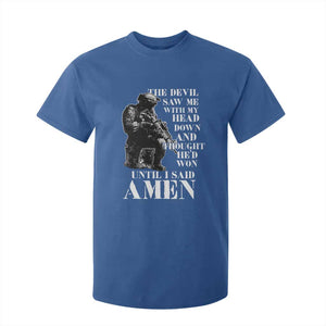 Military Christian Warrior T Shirt For Kid The Devil Saw Me With My Head Down And Thought He'd Won TS12 Royal Blue Print Your Wear