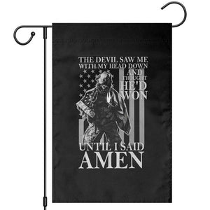 Military Soldier Skull Christian Faith Garden Flag The Devil Saw Me With My Head Down And Thought He'd Won