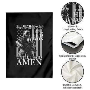 Military Soldier Skull Christian Faith Garden Flag The Devil Saw Me With My Head Down And Thought He'd Won