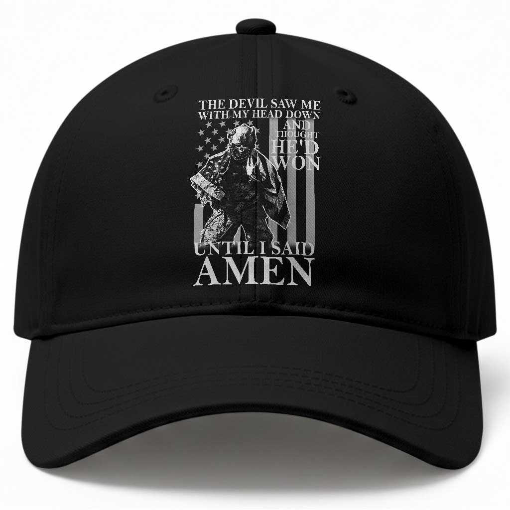 Military Soldier Skull Christian Faith Baseball Cap The Devil Saw Me With My Head Down And Thought He'd Won