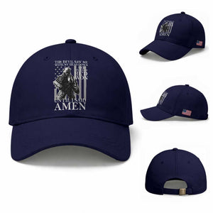 Military Soldier Skull Christian Faith Baseball Cap The Devil Saw Me With My Head Down And Thought He'd Won