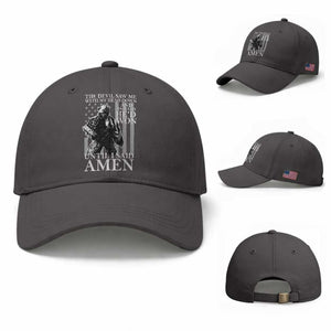 Military Soldier Skull Christian Faith Baseball Cap The Devil Saw Me With My Head Down And Thought He'd Won