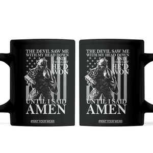 Military Soldier Skull Christian Faith Coffee Mug The Devil Saw Me With My Head Down And Thought He'd Won