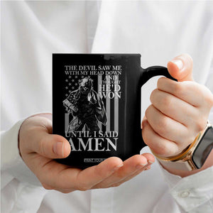 Military Soldier Skull Christian Faith Coffee Mug The Devil Saw Me With My Head Down And Thought He'd Won