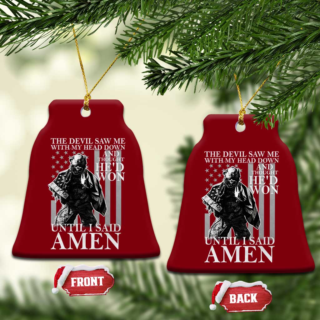 Military Soldier Skull Christian Faith Ceramic Ornament The Devil Saw Me With My Head Down And Thought He'd Won