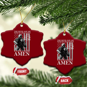 Military Soldier Skull Christian Faith Ceramic Ornament The Devil Saw Me With My Head Down And Thought He'd Won