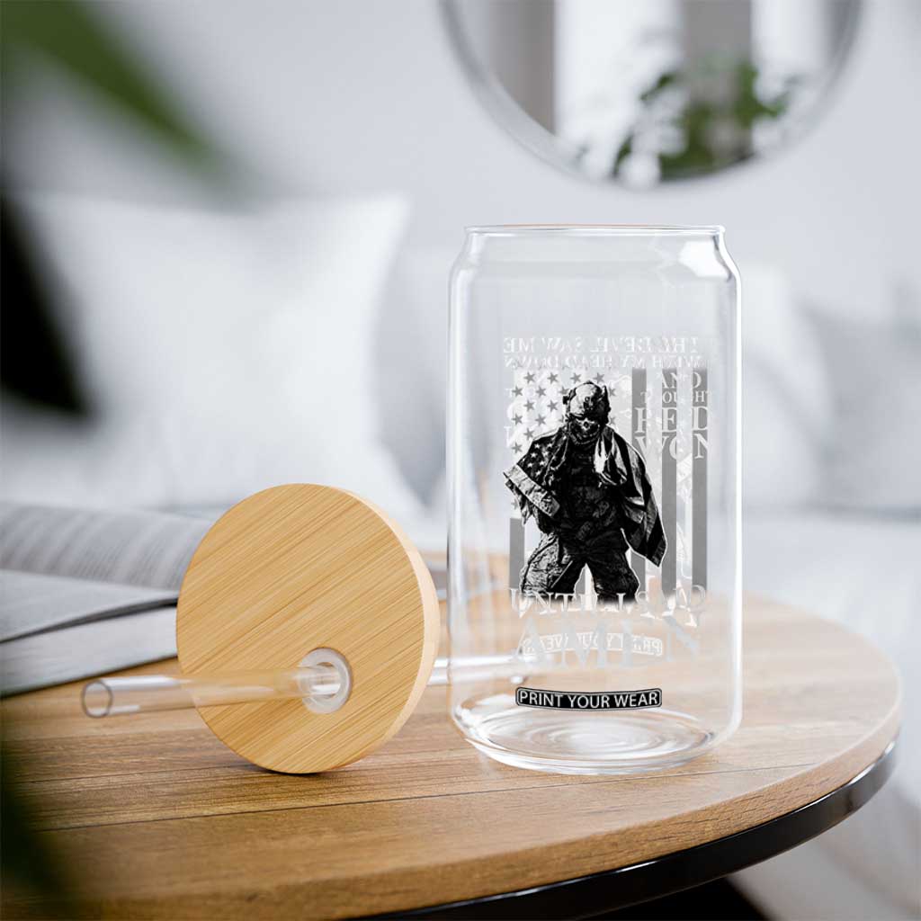 Military Soldier Skull Christian Faith Glass Can The Devil Saw Me With My Head Down And Thought He'd Won