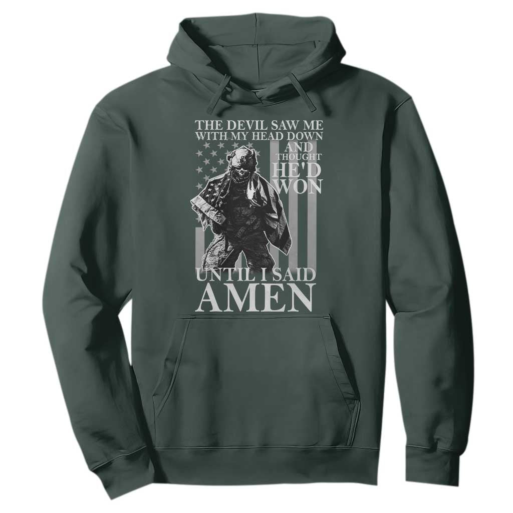 Military Soldier Skull Christian Faith Hoodie The Devil Saw Me With My Head Down And Thought He'd Won