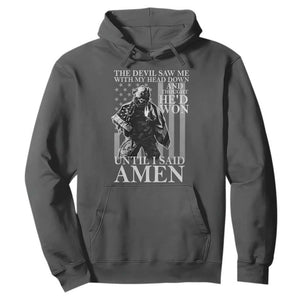 Military Soldier Skull Christian Faith Hoodie The Devil Saw Me With My Head Down And Thought He'd Won