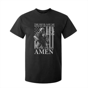 Military Soldier Skull Christian Faith T Shirt For Kid The Devil Saw Me With My Head Down And Thought He'd Won