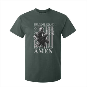 Military Soldier Skull Christian Faith T Shirt For Kid The Devil Saw Me With My Head Down And Thought He'd Won