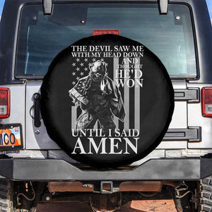 Military Soldier Skull Christian Faith Spare Tire Cover The Devil Saw Me With My Head Down And Thought He'd Won