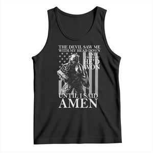 Military Soldier Skull Christian Faith Tank Top The Devil Saw Me With My Head Down And Thought He'd Won