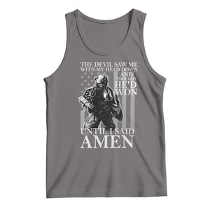 Military Soldier Skull Christian Faith Tank Top The Devil Saw Me With My Head Down And Thought He'd Won