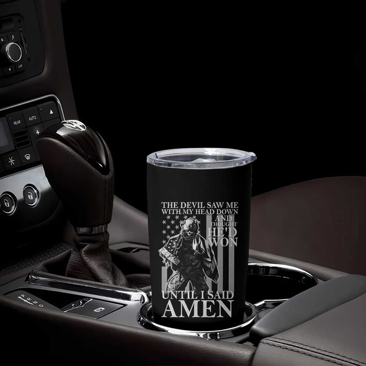 Military Soldier Skull Christian Faith Tumbler Cup The Devil Saw Me With My Head Down And Thought He'd Won