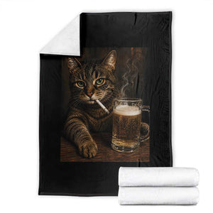Funny Smoking Cat Throw Blanket Cigarette Kitty Beer Lover TS12 Black Print Your Wear