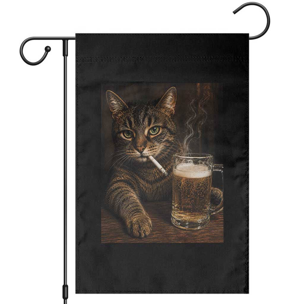 Funny Smoking Cat Garden Flag Cigarette Kitty Beer Lover TS12 Black Print Your Wear