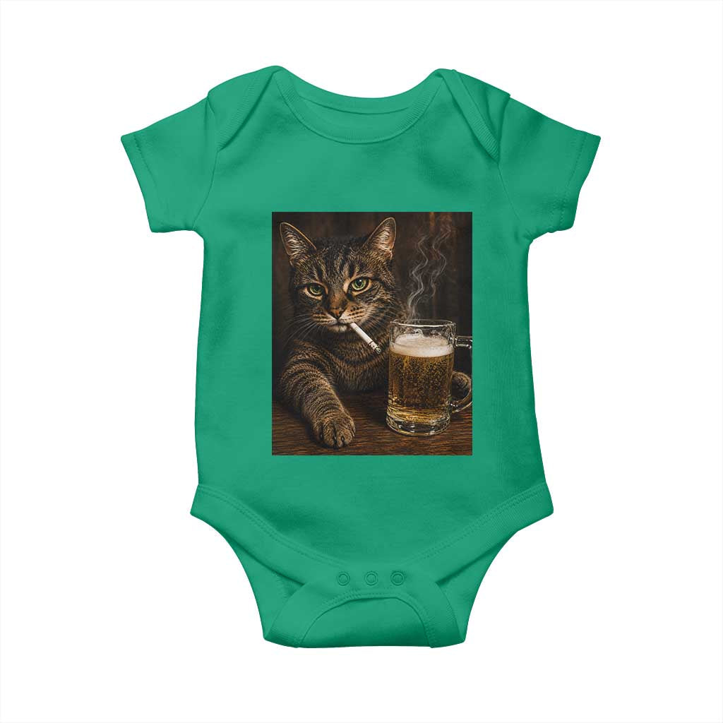 Funny Smoking Cat Baby Onesie Cigarette Kitty Beer Lover TS12 Irish Green Print Your Wear