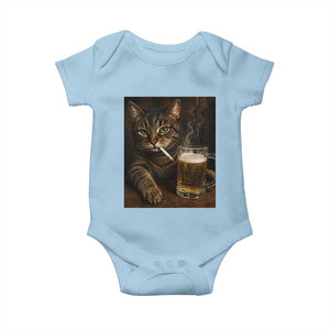 Funny Smoking Cat Baby Onesie Cigarette Kitty Beer Lover TS12 Light Blue Print Your Wear