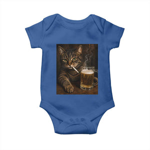 Funny Smoking Cat Baby Onesie Cigarette Kitty Beer Lover TS12 Royal Blue Print Your Wear
