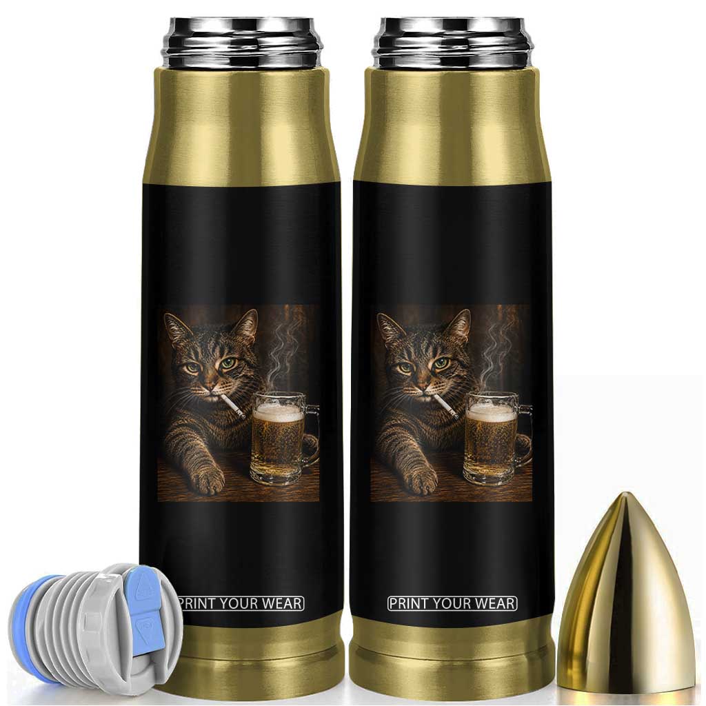 Funny Smoking Cat Bullet Tumbler Cigarette Kitty Beer Lover TS12 Black Print Your Wear