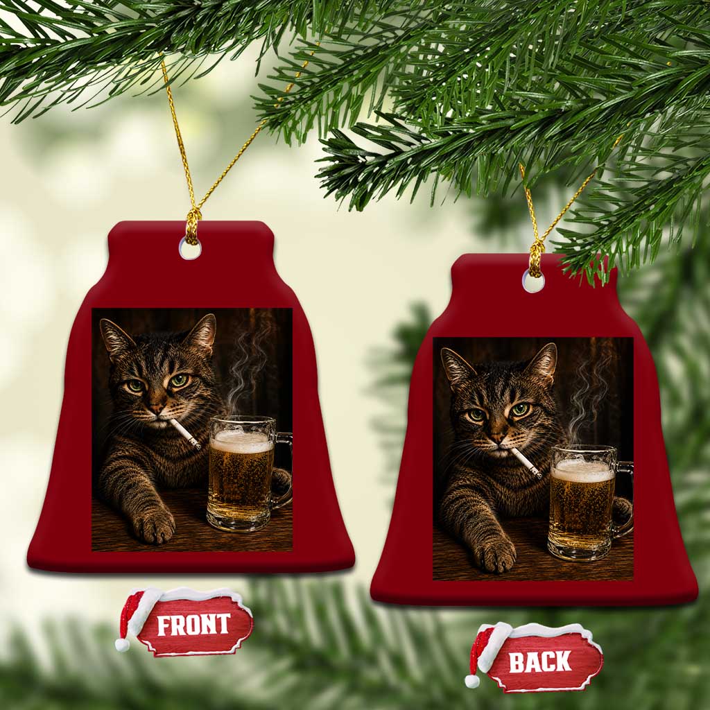 Funny Smoking Cat Ceramic Ornament Cigarette Kitty Beer Lover TS12 Print Your Wear