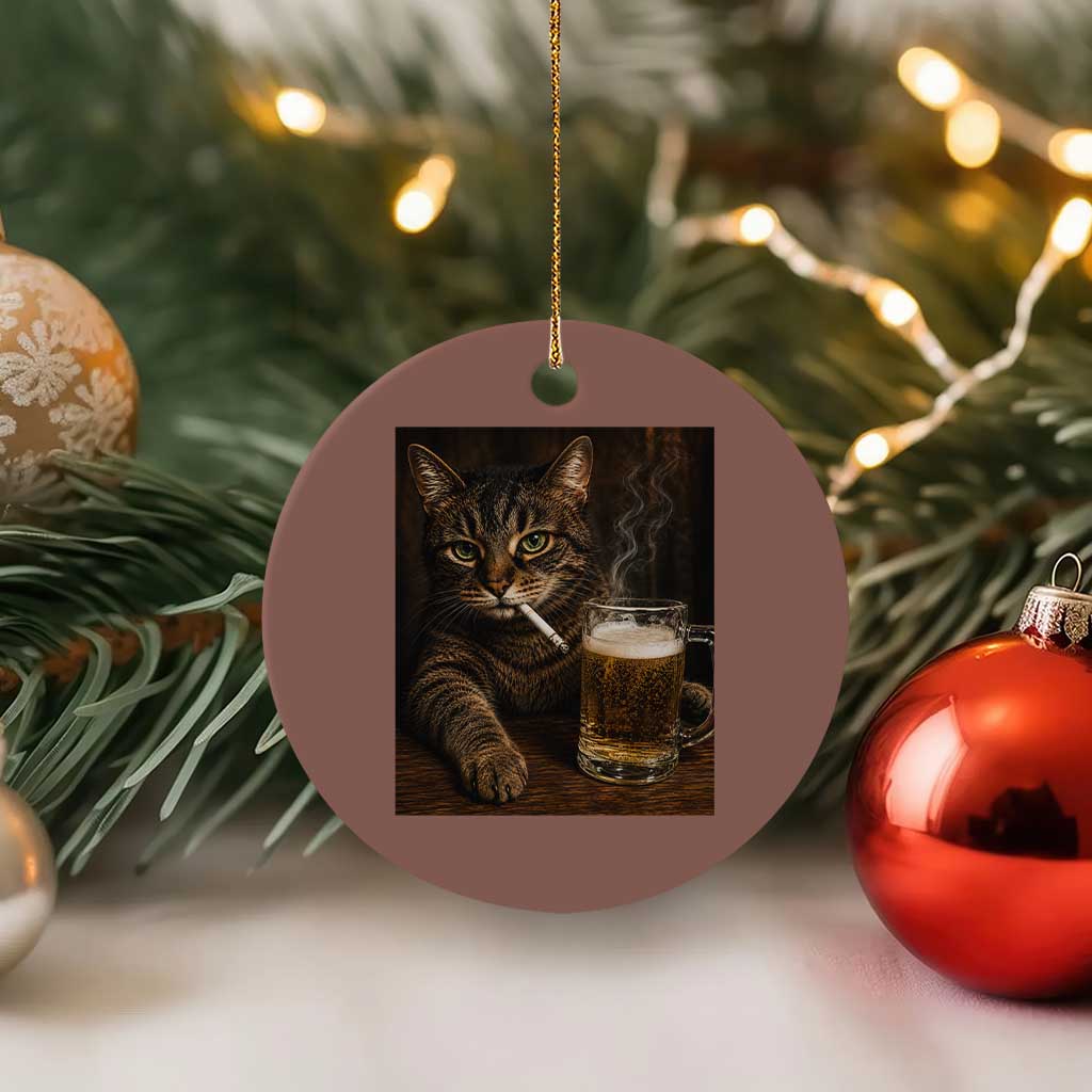 Funny Smoking Cat Ceramic Ornament Cigarette Kitty Beer Lover TS12 1pc Mocha Print Your Wear
