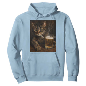 Funny Smoking Cat Hoodie Cigarette Kitty Beer Lover TS12 Light Blue Print Your Wear