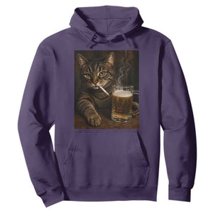 Funny Smoking Cat Hoodie Cigarette Kitty Beer Lover TS12 Purple Print Your Wear