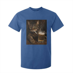 Funny Smoking Cat T Shirt For Kid Cigarette Kitty Beer Lover TS12 Royal Blue Print Your Wear