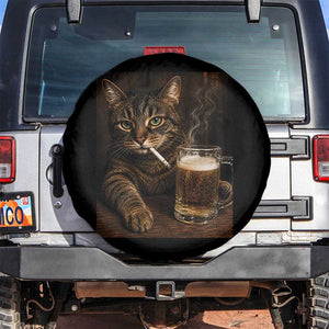 Funny Smoking Cat Spare Tire Cover Cigarette Kitty Beer Lover TS12 No hole Black Print Your Wear