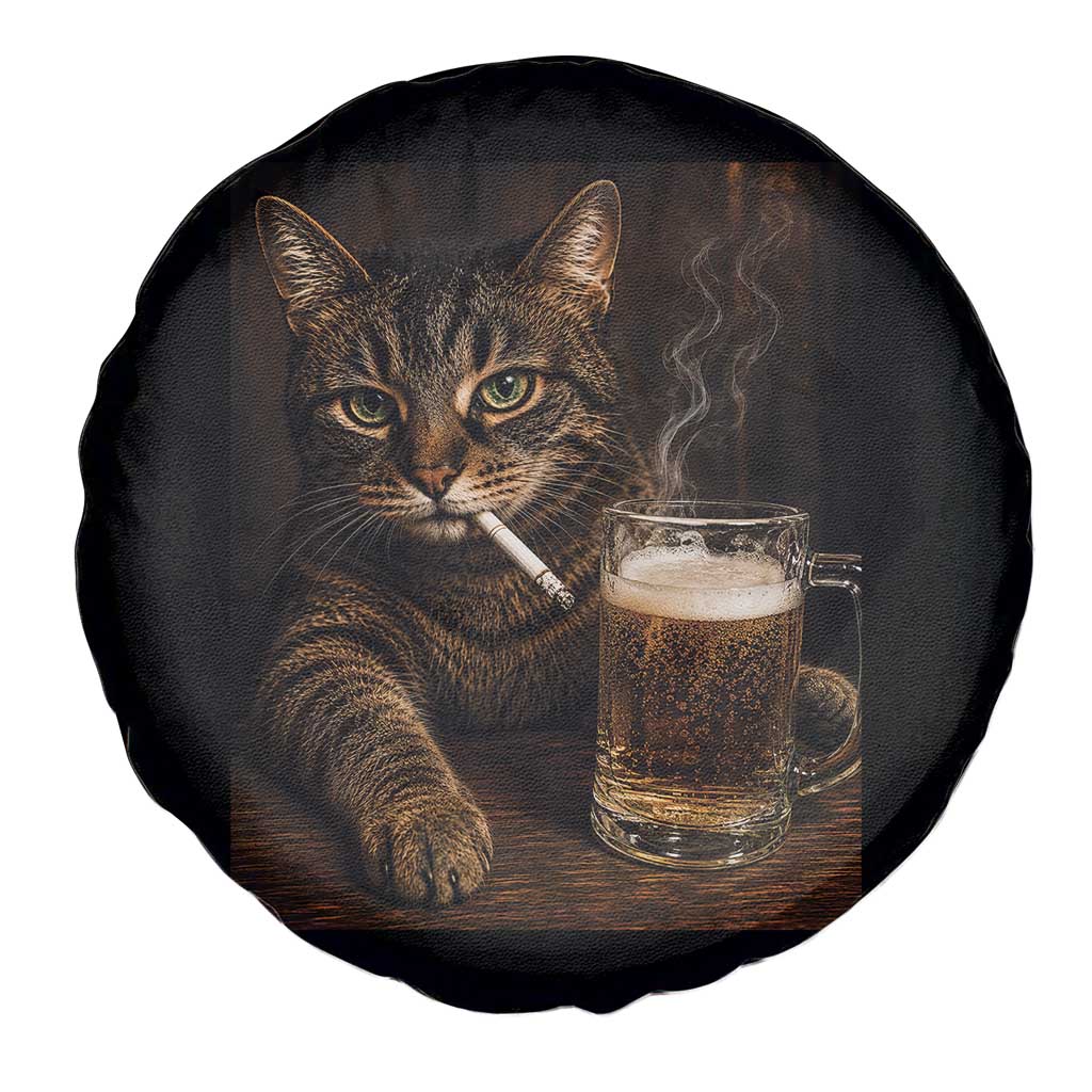 Funny Smoking Cat Spare Tire Cover Cigarette Kitty Beer Lover TS12 Print Your Wear